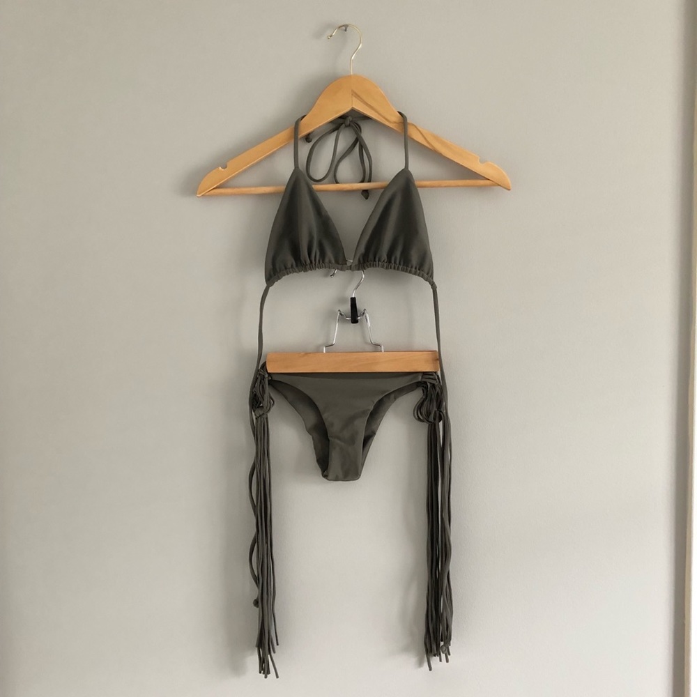 Mikoh mykonos bikini bottom and top in green grey